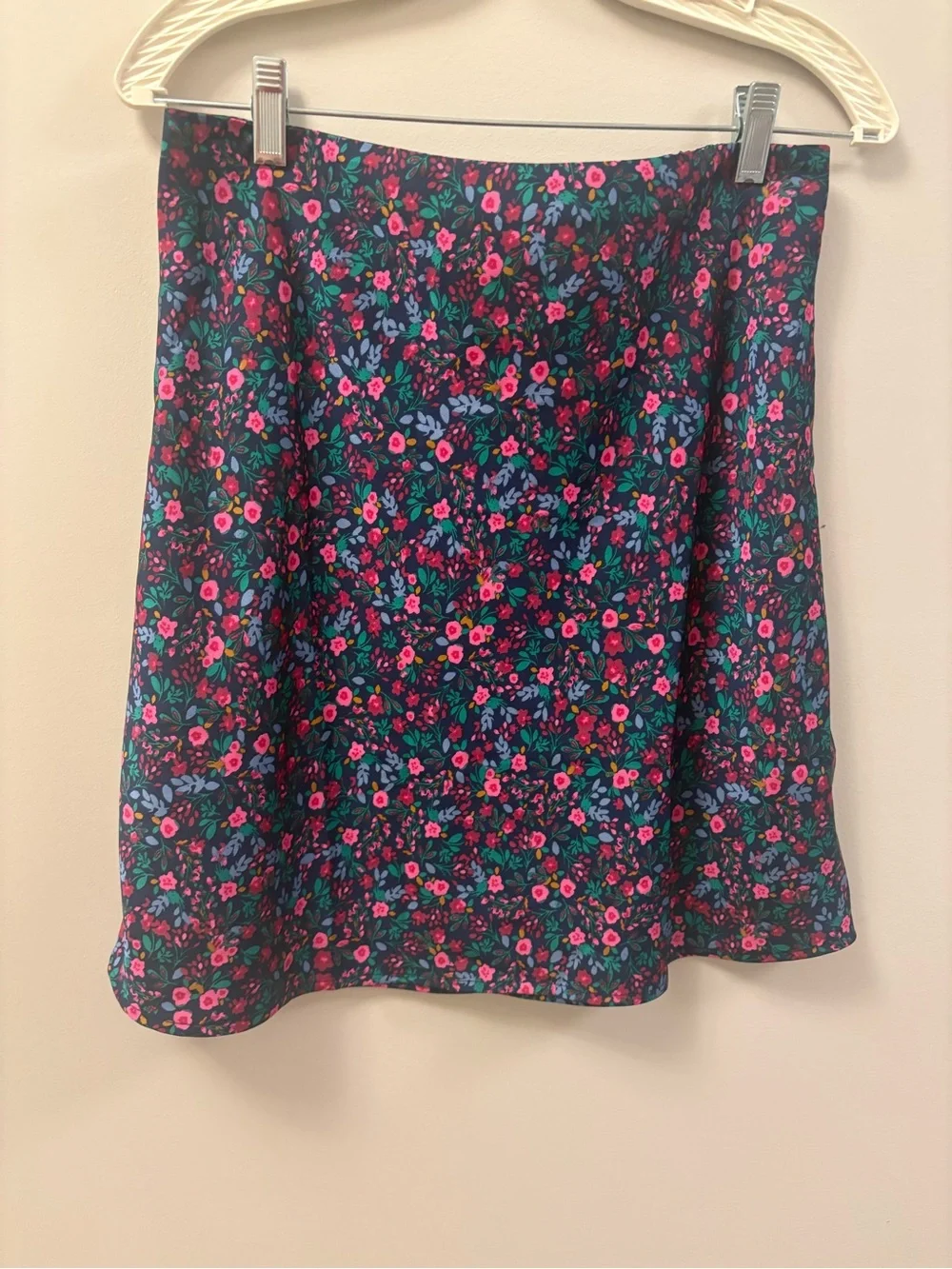 NWT J. Crew Navy Floral A-Line Skirt with Pink & Blue Flowers